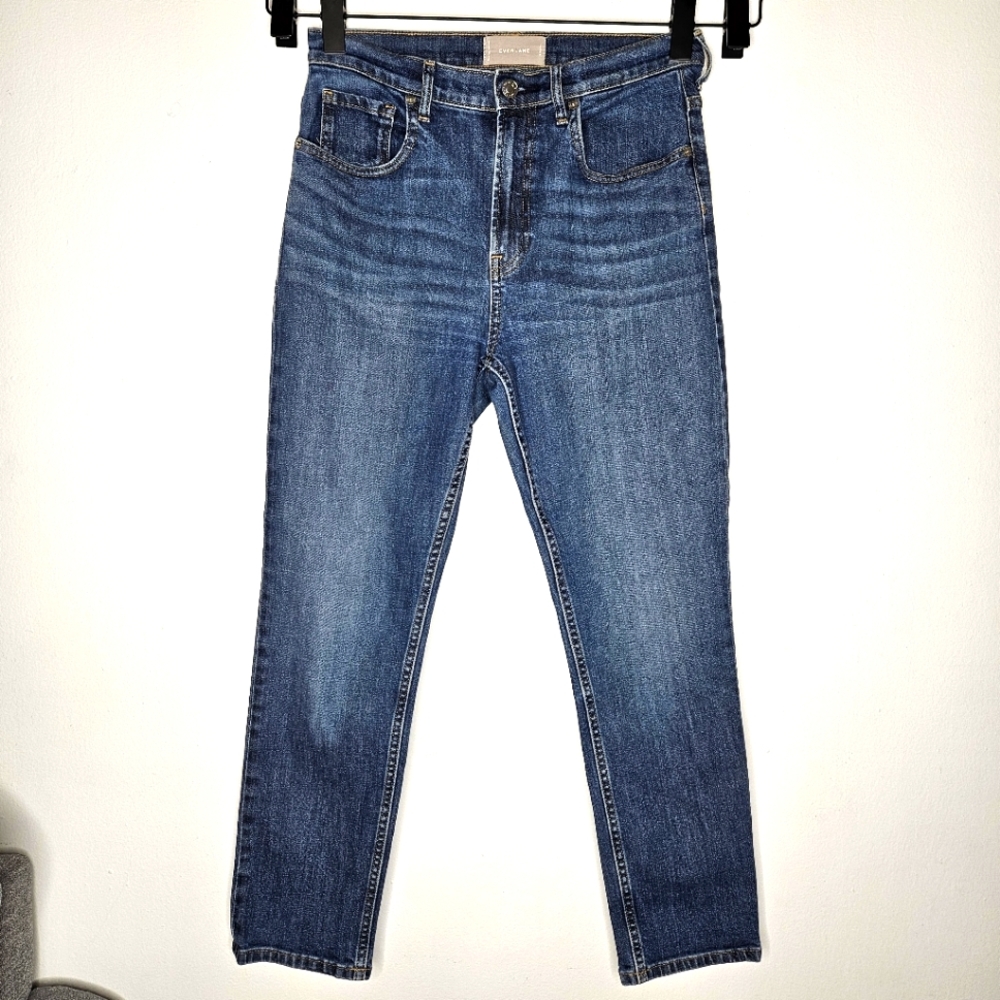 Everlane High Waist Straight Leg Jean Blue Mid Wash Denim Size 29